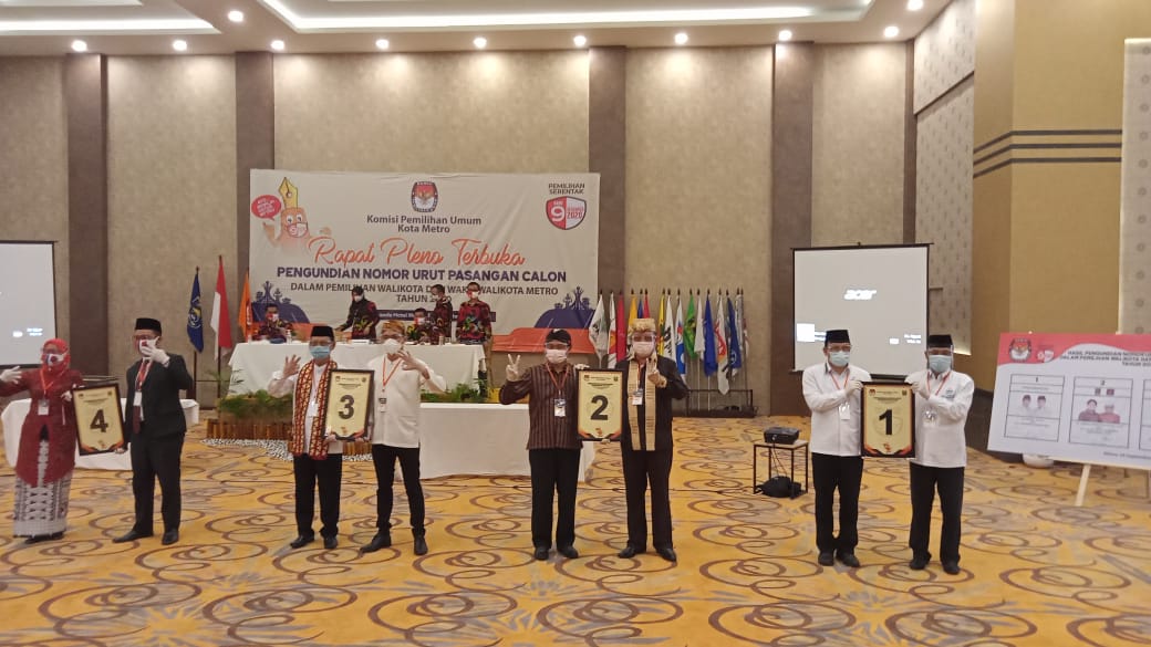 KPU Tetapkan Nomor Urut Pasangan Calon Walikota dan Wakil Walikota Metro