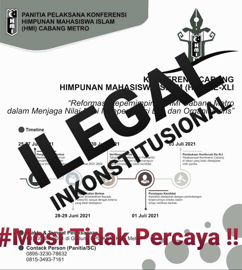 Konfercab HMI Cabang Metro Dinilai Inkonstitusional