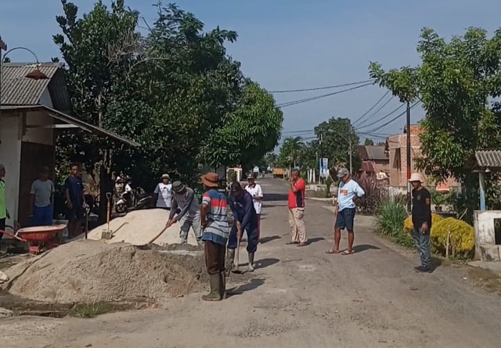Warga Tejosari Tambal Sulam Jalan Madukoro Secara Mandiri